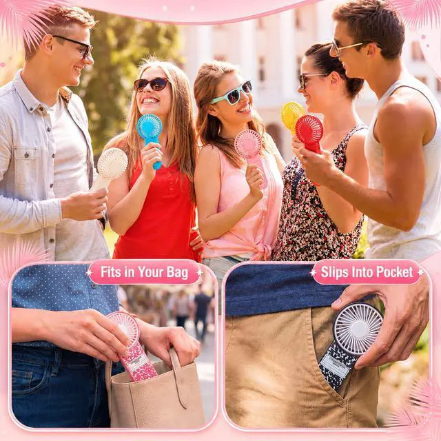 Alt view image 5 of 7 - 12 Pcs Mini Handheld Fans Bulk Back to School Gifts Electric Portable Hand Held Fans Battery Powered for Outdoor Summer Travel Beach Cooling Gifts