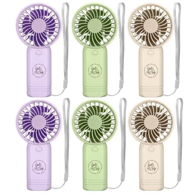 Main image of 6 Pcs Girls Trip Gifts Favors Portable Mini Handheld Fan AAA Battery Powerful Girls Trip Small Fan with Lanyard for Summer Women Friendship Travel Girl Weekend Bridal Shower Party Favor