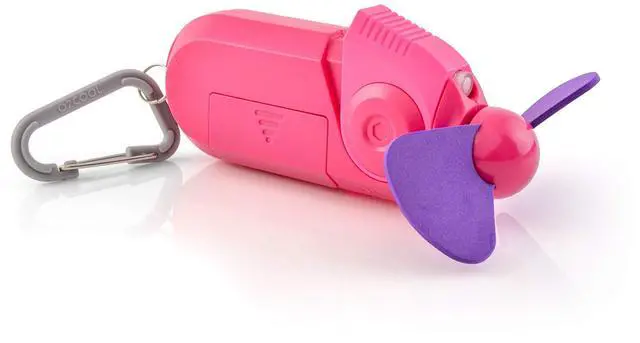 Alt view image 2 of 7 - Personal Mini Misting Fan - Portable Battery Operated Handheld Cooling Accessory with Fine Mist Spray for Outdoor, Beach, Camping - Convenient Carabiner Clip for Easy Travel - Pink 2 Pack