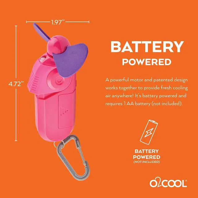 Alt view image 6 of 7 - Personal Mini Misting Fan - Portable Battery Operated Handheld Cooling Accessory with Fine Mist Spray for Outdoor, Beach, Camping - Convenient Carabiner Clip for Easy Travel - Pink 2 Pack