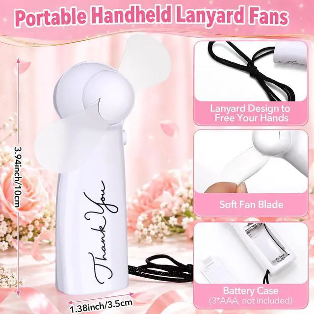 Alt view image 2 of 7 - 24 Pcs Employee Appreciation Gifts Bulk Mini Handheld Fans Thank You Fans Battery Operated Small Portable Fan Appreciation Gifts for Team Coworker Staff Teacher Student (White)