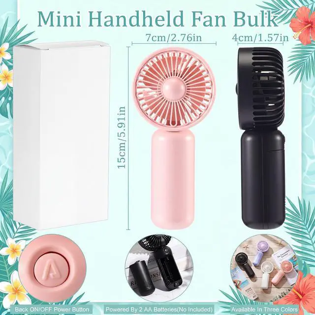 Alt view image 2 of 7 - 24 Pcs Mini Fans Portable Handheld Fan Bulk Battery Operated Personal Small Fans Powerful Hand Held Fan for Wedding Summer Travel Camping, Not Included AA Battery (White,Black,Pink,Purple)