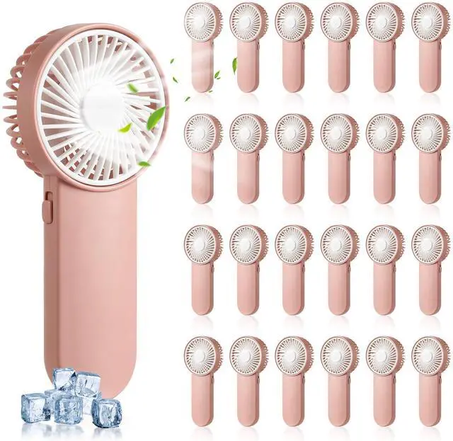 Main image of 24 Pcs Mini Portable Fan Handheld Fan Bulk 1 Speed Electric Cute Battery Powered for Lash Makeup Women Men Travel Beach Camping Indoor Outdoor SummerPink