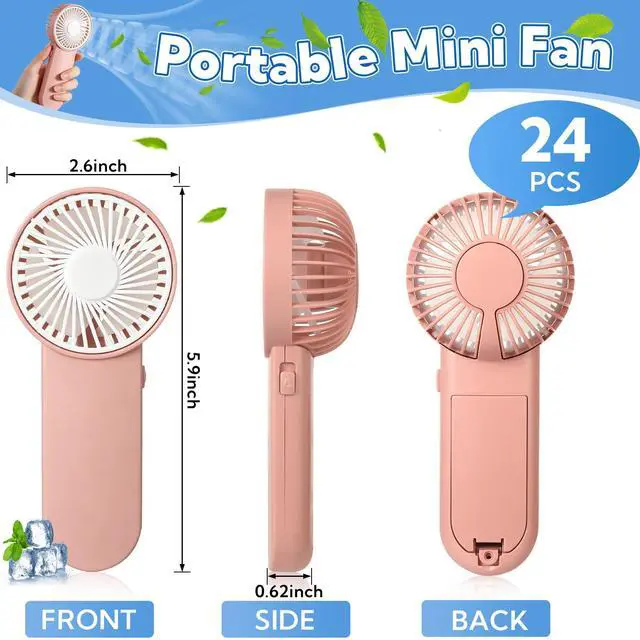 Alt view image 2 of 7 - 24 Pcs Mini Portable Fan Handheld Fan Bulk 1 Speed Electric Cute Battery Powered for Lash Makeup Women Men Travel Beach Camping Indoor Outdoor SummerPink