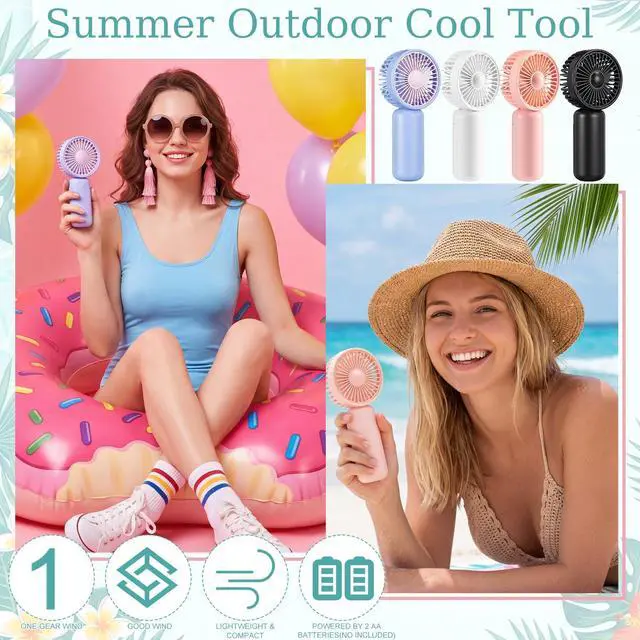 Alt view image 3 of 7 - 24 Pcs Mini Fans Portable Handheld Fan Bulk Battery Operated Personal Small Fans Powerful Hand Held Fan for Wedding Summer Travel Camping, Not Included AA Battery (White,Black,Pink,Purple)