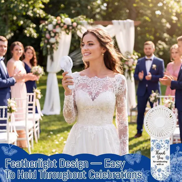 Alt view image 4 of 7 - 12 Set Blue Flower Mini Fans Bulk for Guests Wedding Favor Portable Personal Battery Powered Small Handheld Fans for Bridal Baby Shower Bridesmaid Thank You Gift Decorations Summer Party Favors