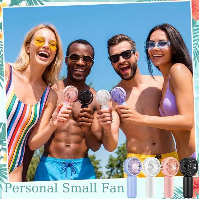Alt view image 6 of 7 - 24 Pcs Mini Fans Portable Handheld Fan Bulk Battery Operated Personal Small Fans Powerful Hand Held Fan for Wedding Summer Travel Camping, Not Included AA Battery (White,Black,Pink,Purple)