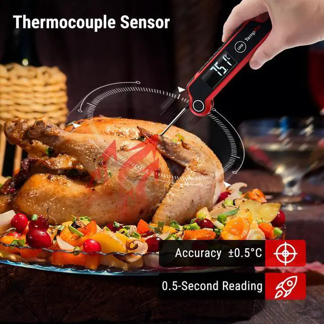Alt view image 4 of 7 - Instant Read Meat Thermometer Digital, Cooking Thermometer with Large Auto-Rotating LCD Display, Waterproof Food Thermometer Digital for Kitchen, BBQ, or Grill (Previously ThermoPro)