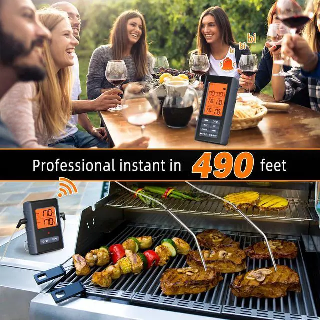 Alt view image 2 of 7 - Remote Meat Thermometer Wireless, Wireless Meat Thermometer for Grilling and Smoking with Dual Meat Probe, Kitchen Timer, Digital Cooking Food Thermometer for Smoker BBQ Oven Outside Grill