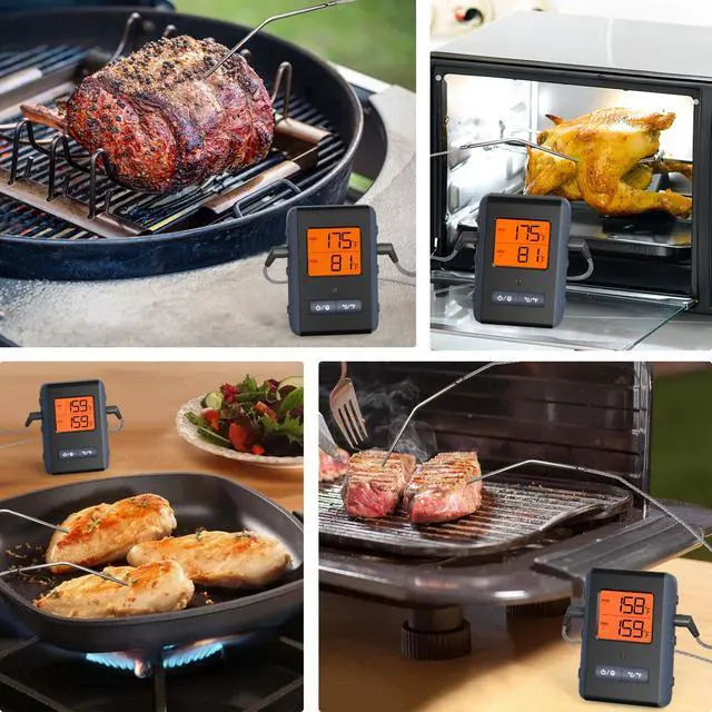 Alt view image 7 of 7 - Remote Meat Thermometer Wireless, Wireless Meat Thermometer for Grilling and Smoking with Dual Meat Probe, Kitchen Timer, Digital Cooking Food Thermometer for Smoker BBQ Oven Outside Grill