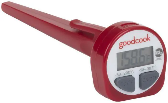 Main image of Everyday Digital Food Thermometer Instant Read with Stainless Steel Probe, Fahrenheit & Celsius Display & Includes Storage Sleeve, Red