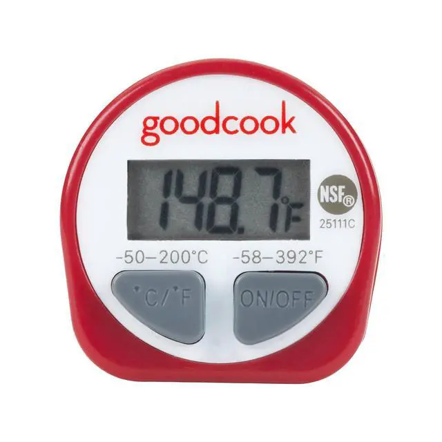 Alt view image 2 of 7 - Everyday Digital Food Thermometer Instant Read with Stainless Steel Probe, Fahrenheit & Celsius Display & Includes Storage Sleeve, Red