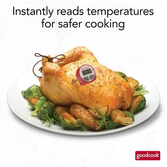 Alt view image 4 of 7 - Everyday Digital Food Thermometer Instant Read with Stainless Steel Probe, Fahrenheit & Celsius Display & Includes Storage Sleeve, Red