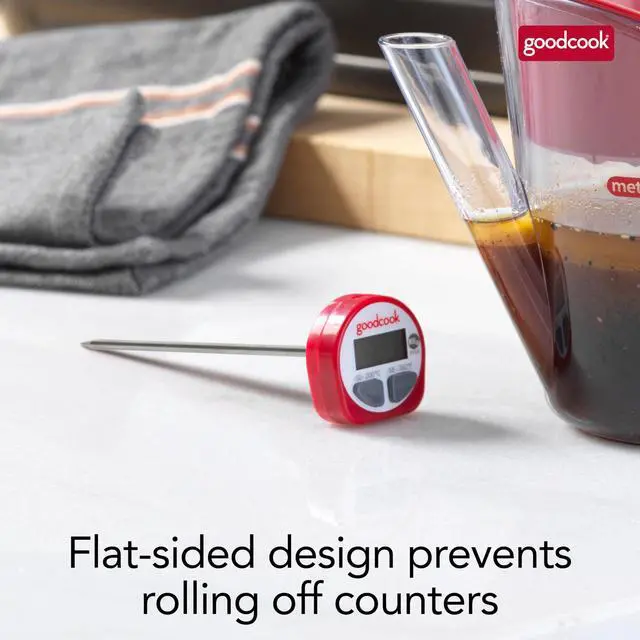 Alt view image 5 of 7 - Everyday Digital Food Thermometer Instant Read with Stainless Steel Probe, Fahrenheit & Celsius Display & Includes Storage Sleeve, Red