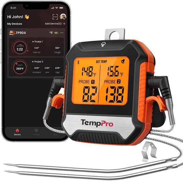 Main image of 450 ft Bluetooth Meat Thermometer with 2 Probes, Meat Thermometer Digital Wireless for BBQ Oven, Smoker Thermometer for Cooking Chicken Steaks Poultry (Previously ThermoPro)