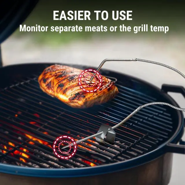 Alt view image 3 of 7 - 450 ft Bluetooth Meat Thermometer with 2 Probes, Meat Thermometer Digital Wireless for BBQ Oven, Smoker Thermometer for Cooking Chicken Steaks Poultry (Previously ThermoPro)