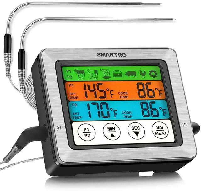 Main image of Dual Probe Digital Meat Thermometer for Cooking Food Kitchen Oven BBQ Grill with Timer Mode and Commercial-Grade Probes