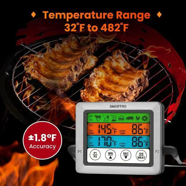 Alt view image 6 of 7 - Dual Probe Digital Meat Thermometer for Cooking Food Kitchen Oven BBQ Grill with Timer Mode and Commercial-Grade Probes
