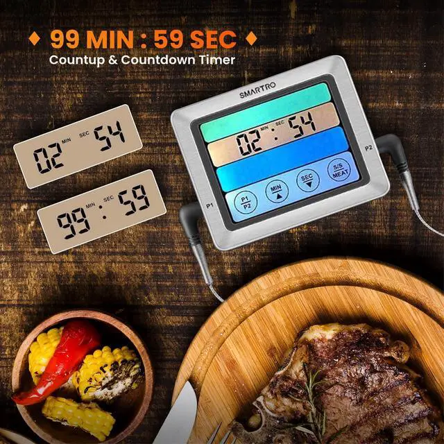 Alt view image 7 of 7 - Dual Probe Digital Meat Thermometer for Cooking Food Kitchen Oven BBQ Grill with Timer Mode and Commercial-Grade Probes