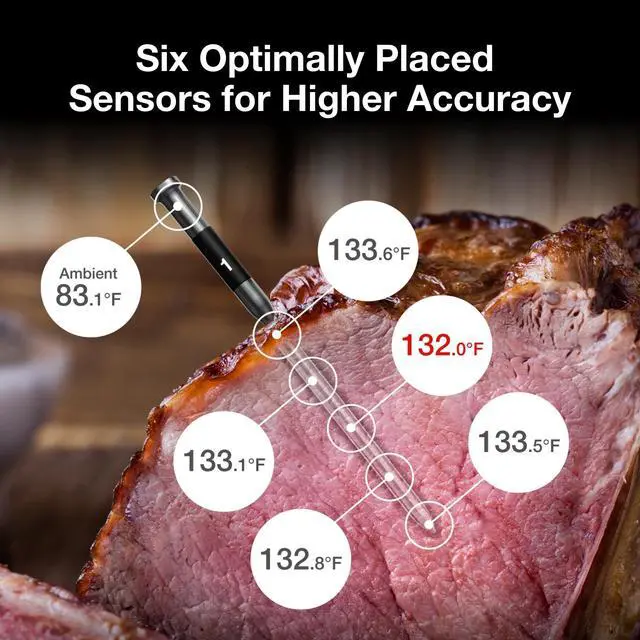 Alt view image 4 of 7 - Smart Bluetooth Wireless Meat Thermometer: Standalone Base, WiFi Unlimited Range, 6 Sensors with NIST Certified Accuracy, 2 Probes for Kitchen, BBQ, Grill, Oven, Smoker, Rotisserie