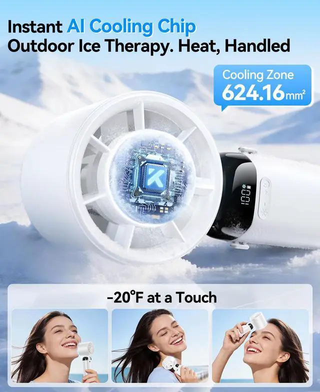Alt view image 2 of 7 - Handheld Portable Turbo Fan with Ice Cooler, Powerful 21000 RPM, Speed (1-199), Up to 14Hrs Cooling, Rechargeable Personal Fan, Small Pocket Hand Fans for Travel/Outdoor/Home/Office (White)
