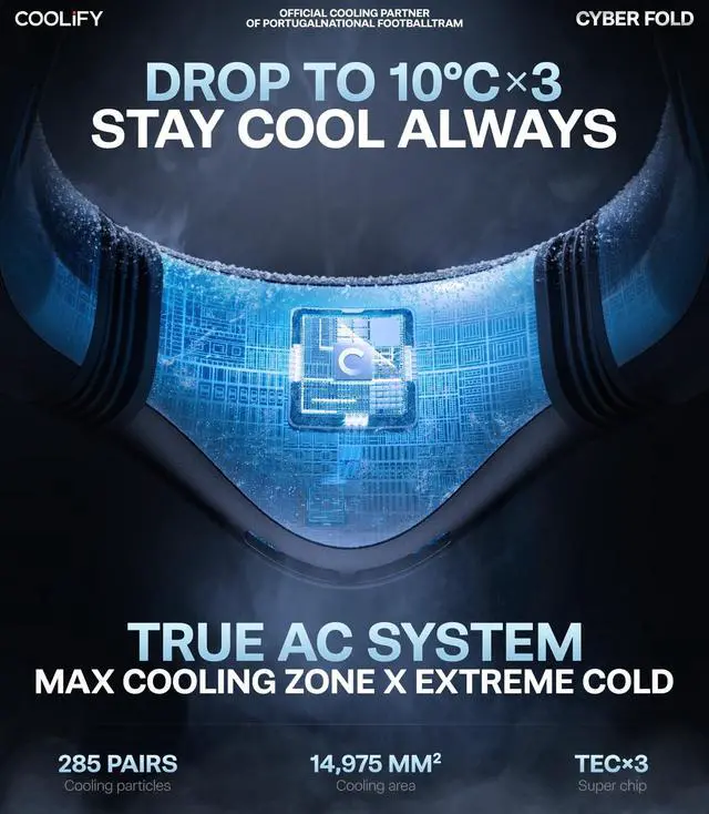 Alt view image 3 of 7 - 2026 Cyber Fold AI Neck Air Conditioner, Ultimate Cooler Max Cooling Area, Neck & Face Cooler with Adjustable Strong Wind, Rechargeable Neck Fan for Travel Gift for Dad, Husband, Black