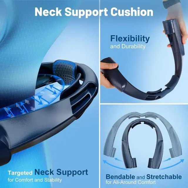 Alt view image 3 of 7 - AI Portable Neck Fan with 6 Powerful Speeds, 8000mAh Battery Operated USB-C Rechargeable Fan, Hands-Free 360° Cooling Neck Fan,Twistable,Ultra-Quiet Personal Fan Gift for Women Men(Blue)