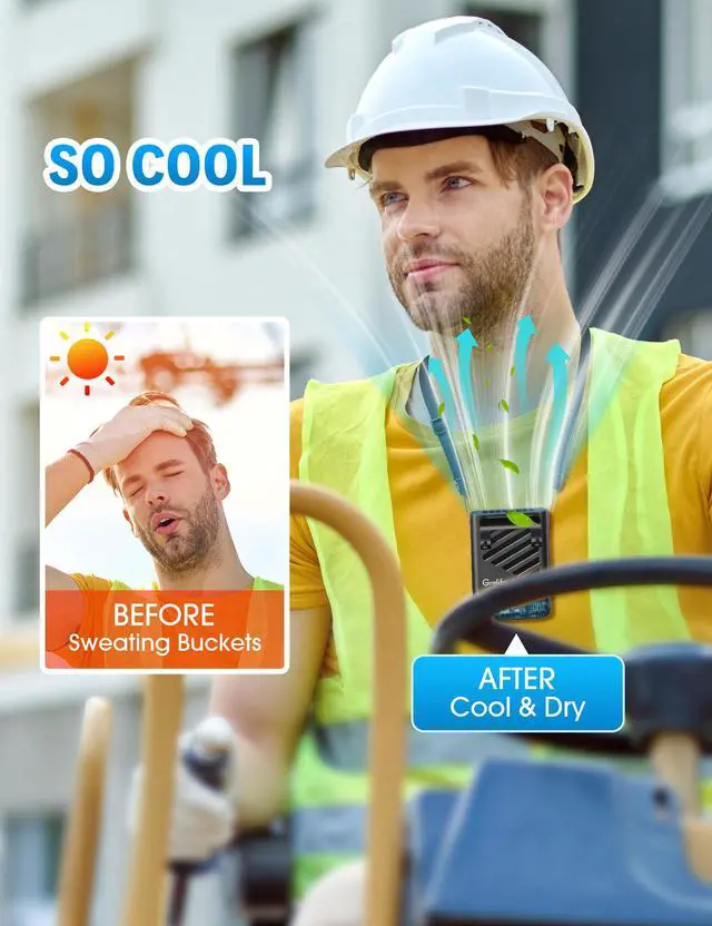 Alt view image 3 of 6 - AI Portable Fan Rechargeable, 5 Speeds 10000RPM Strong Airflow, Personal Waist Fan, Hands-Free Hanging Neck Fan, Wearable Belt Fan for Outdoor,Camping,Jobsite(Black one)