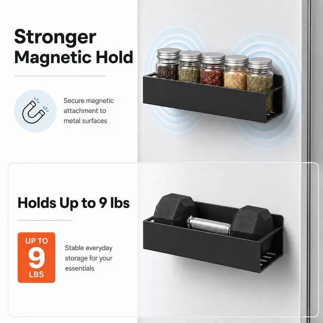 Alt view image 4 of 7 - 6 Pack Metal Magnetic Spice Rack for fridge, Heavy Duty