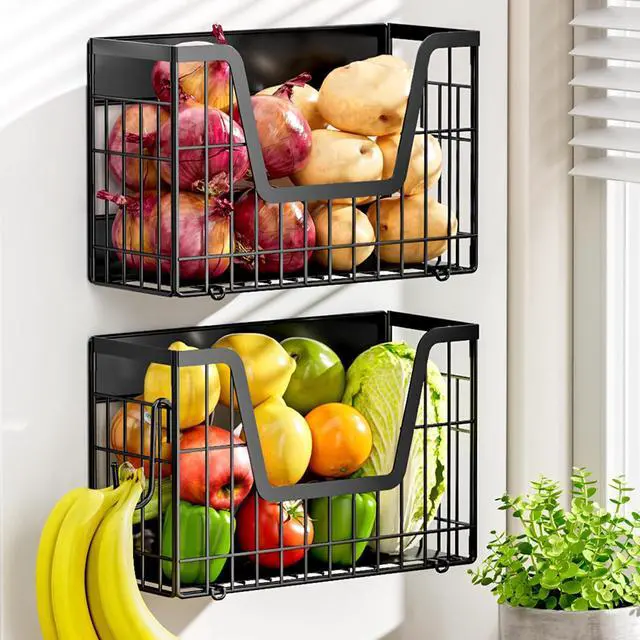Main image of 2 Set Magnetic Shelf for Fridge, Potato & Onion Storage Bins, Magnetic Fruit Basket for Refrigerator Pantry Kitchen Counter Laundry Organizer, Fridge Magnetic Spice Rack Magnet Fridge Storage