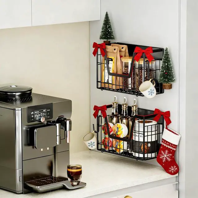 Alt view image 5 of 7 - 2 Set Magnetic Shelf for Fridge, Potato & Onion Storage Bins, Magnetic Fruit Basket for Refrigerator Pantry Kitchen Counter Laundry Organizer, Fridge Magnetic Spice Rack Magnet Fridge Storage