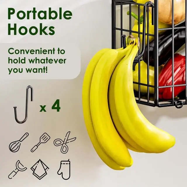 Alt view image 6 of 7 - 2 Set Magnetic Shelf for Fridge, Potato & Onion Storage Bins, Magnetic Fruit Basket for Refrigerator Pantry Kitchen Counter Laundry Organizer, Fridge Magnetic Spice Rack Magnet Fridge Storage