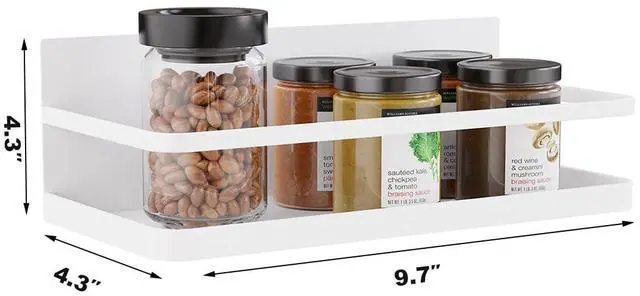 Alt view image 2 of 5 - Magnetic Spice Rack Organizer Single Tier Refrigerator Spice Storage Shelf, Easy to Install The Side of The Refrigerator Can Hold spices, Jar of Olive Oil (White, 2 PACK)