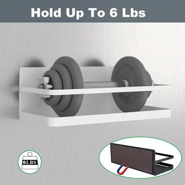 Alt view image 3 of 5 - Magnetic Spice Rack Organizer Single Tier Refrigerator Spice Storage Shelf, Easy to Install The Side of The Refrigerator Can Hold spices, Jar of Olive Oil (White, 2 PACK)