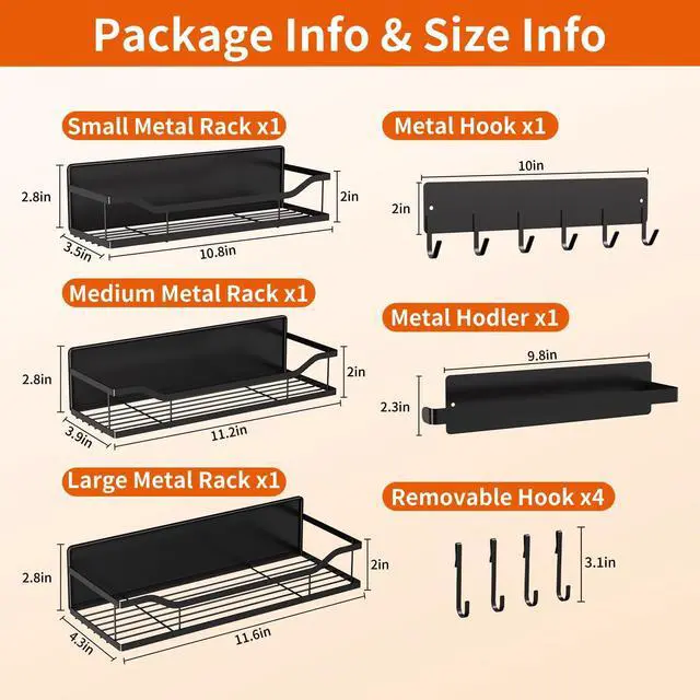 Alt view image 7 of 7 - Magnetic Spice Rack,Multifunctional Magnetic Shelf for Washing Machine,Refrigerator,Microwave,and Any Metal Surface,Powerful Magnetic Shelves Include Magnetic Paper Towel Holder (5 pcs - Black)