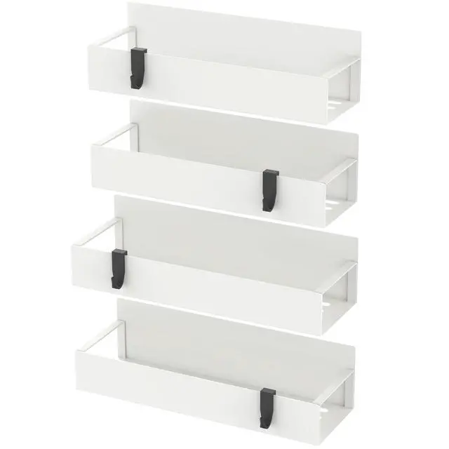 Alt view image 6 of 7 - 4 Pack Magnetic Spice Storage Rack Organizer for Refrigerator and Oven, Cream White Fridge Organizers and Storage