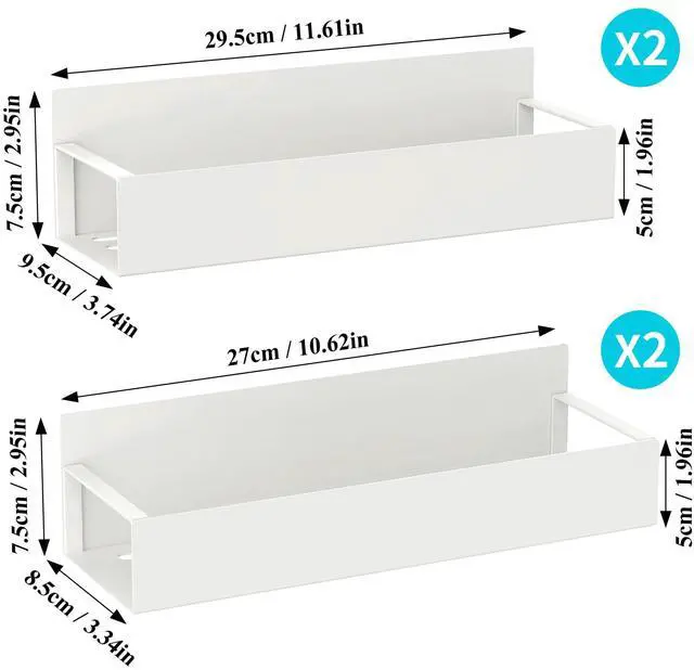 Alt view image 7 of 7 - 4 Pack Magnetic Spice Storage Rack Organizer for Refrigerator and Oven, Cream White Fridge Organizers and Storage