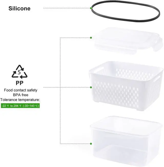 Alt view image 7 of 7 - Fruit Storage Containers for Fridge with Removable Colander, Airtight Food Storage Container, Dishwasher Safe Produce Saver for Refrigerator, Keep Berry Fruit Fresh Longer 8 pcs Small Clear
