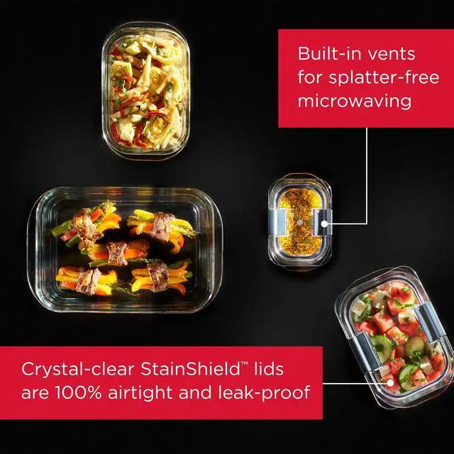 Alt view image 2 of 7 - Brilliance Glass Food Storage Containers, 3.2 Cup, Set of 4, BPA-Free, Leak-Proof, Clear