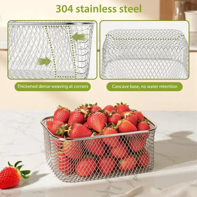 Alt view image 2 of 7 - 3 PCS Large Fruit storage Containers for Fridge - Leakproof Food Storage Containers with Stainless Steel Colander - Dishwasher safe Produce Containers Keep Fruits, Vegetables, Berry, Meat Fresh longer