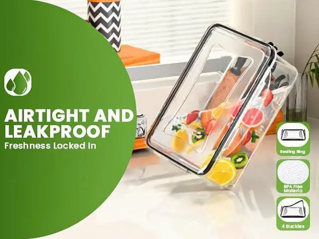 Alt view image 7 of 7 - 5 Pack Large Fruit Storage Containers for Fridge with Removable Colander-Plastic Food Storage Containers with Lids Airtight-Leak Proof Refrigerator Organizers and Storage of Vegetable -Produce Storage