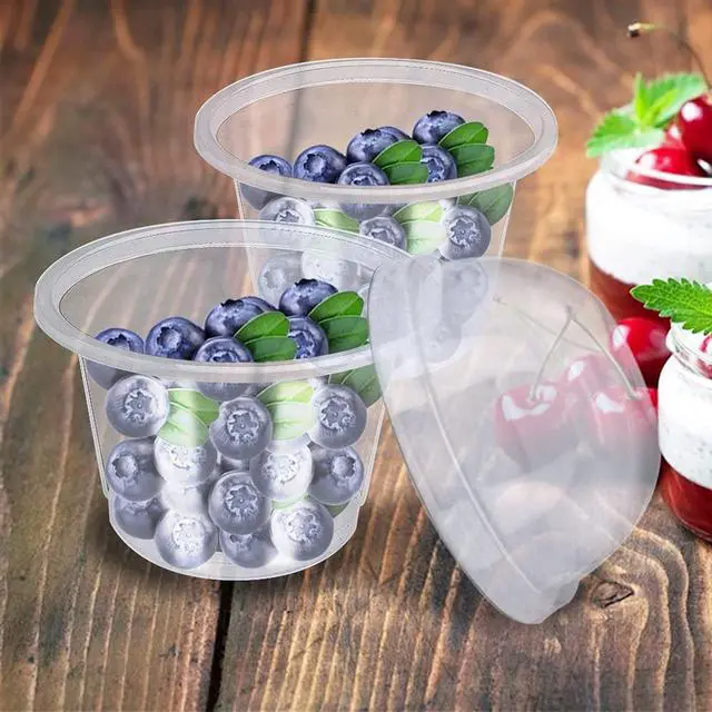 Alt view image 5 of 7 - 50 Pcs 8oz Clear Plastic Cup with Dome Hole Lids,Disposable Dessert Cups,Take away Food Containers Bowls for Ice Cream,Salad,Parfait,Fruit,Drink