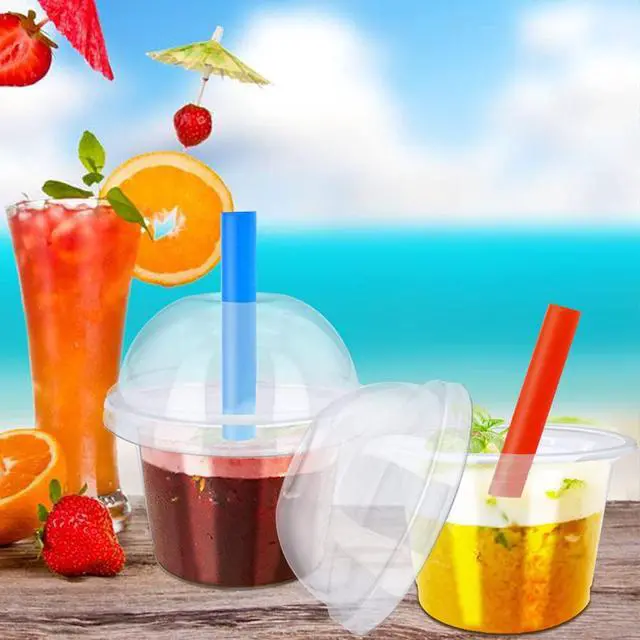 Alt view image 6 of 7 - 50 Pcs 8oz Clear Plastic Cup with Dome Hole Lids,Disposable Dessert Cups,Take away Food Containers Bowls for Ice Cream,Salad,Parfait,Fruit,Drink