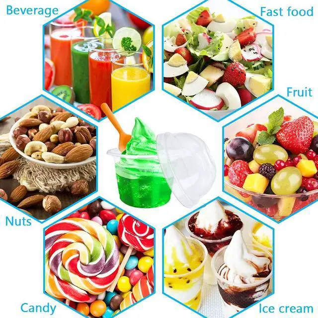 Alt view image 7 of 7 - 50 Pcs 8oz Clear Plastic Cup with Dome Hole Lids,Disposable Dessert Cups,Take away Food Containers Bowls for Ice Cream,Salad,Parfait,Fruit,Drink