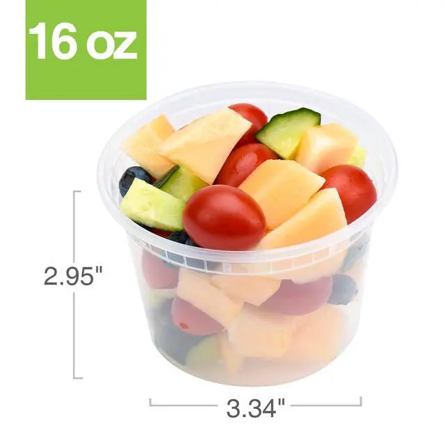 Alt view image 2 of 7 - 24 Pack 16 oz Deli Containers with Lids, Plastic Food Storage Freezer Storge Soup Containers with Lids - Microwave, Freezer & Dishwasher Safe Eco-Friendly, BPA-Free, Reusable & Stackable