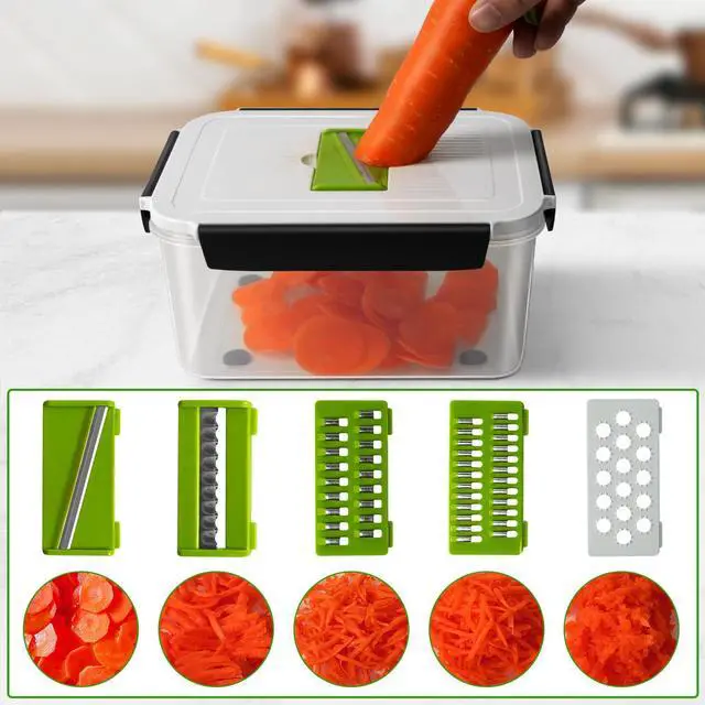 Alt view image 3 of 7 - 5 PCS Fruit storage Containers for Fridge with Removable Colander and Chopper Set, Leakproof Food Storage Containers with lids, Dishwasher & Microwave Safe Produce Containers to Keep Fruits Fresh