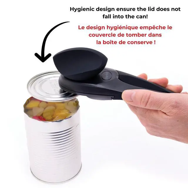 Alt view image 5 of 7 - MightiCan Can Opener, Safe Smooth-Cut Design, Holds Lid and Leaves No Sharp Edges, Comfort Grip Handle, Heavy-Duty Non-Slip Knob, 3-Year Warranty, Black