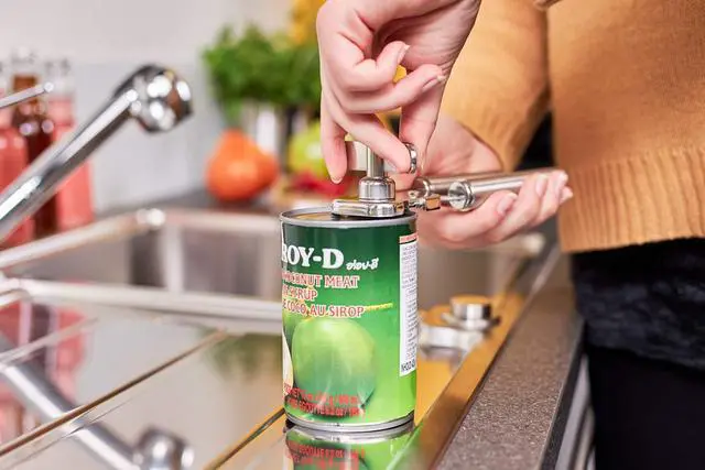 Alt view image 6 of 7 - Stainless Steel Manual Can Opener with Pliers Grip Opens Can at Seam 7.9 in.