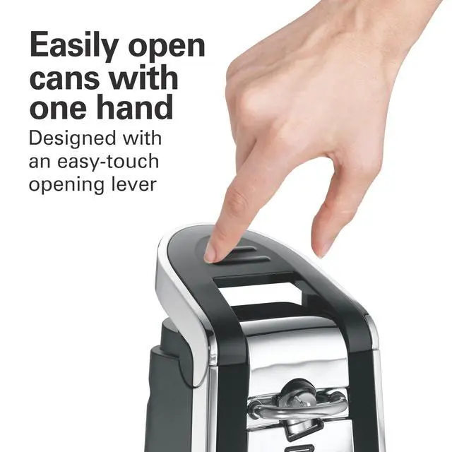 Alt view image 4 of 7 - Smooth Touch Electric Automatic Can Opener with Easy Push Down Lever, Eliminates Sharp Edges, Opens All Standard-Size and Pop-Top Cans, Extra Tall, Black and Chrome (76606AG)