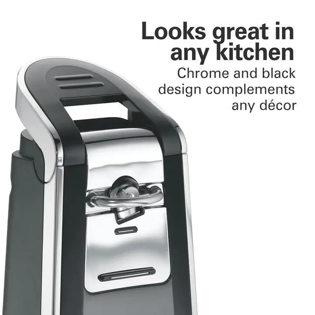 Alt view image 6 of 7 - Smooth Touch Electric Automatic Can Opener with Easy Push Down Lever, Eliminates Sharp Edges, Opens All Standard-Size and Pop-Top Cans, Extra Tall, Black and Chrome (76606AG)